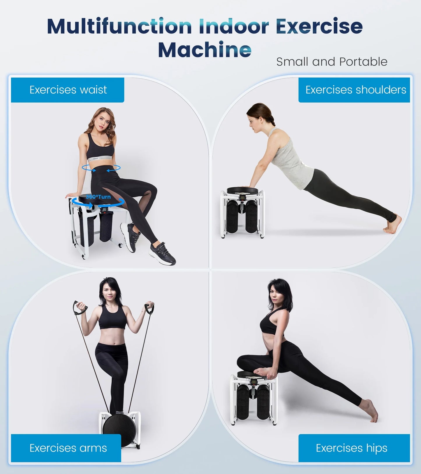Steppers for Exercise with Twist Stool, Multifunctional Mini Fitness Machine for Full Body Workout, Home Workout Equipment with Resistance Bands & LCD Monitor