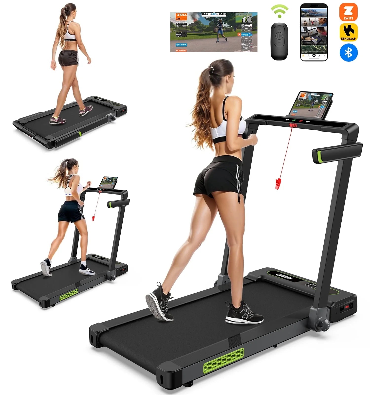 2.5HP 2 In1 Folding Treadmill with Display Electric Running Portable Walking Pad for Home Fitness