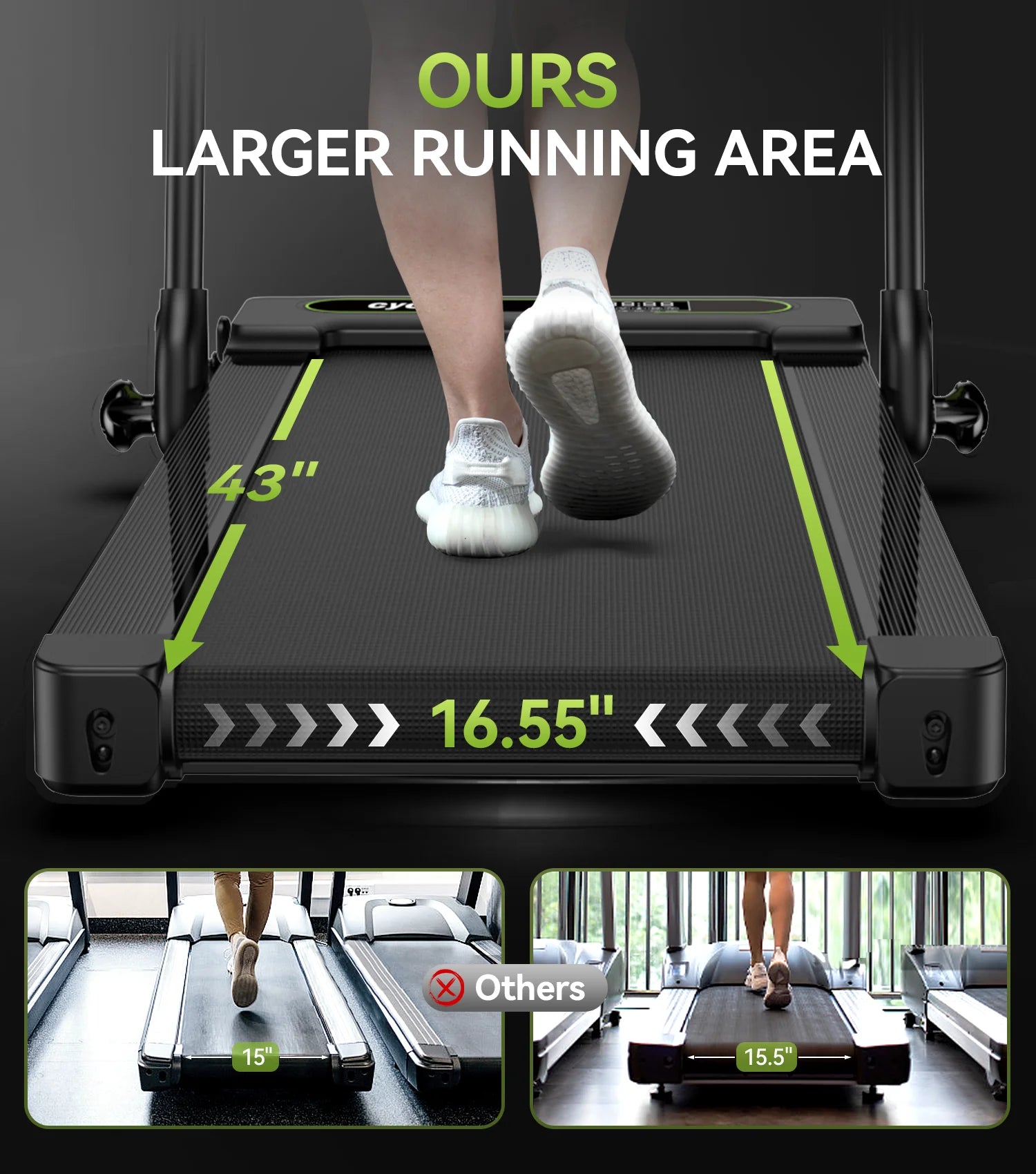 2.5HP 2 In1 Folding Treadmill with Display Electric Running Portable Walking Pad for Home Fitness