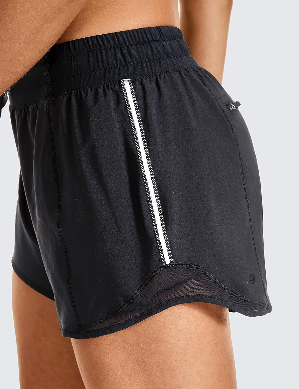 Athletic Shorts for Women with Zip Pocket, 2.5"/4" Mid Waist Mesh Liner Shorts for Running Gym Workout