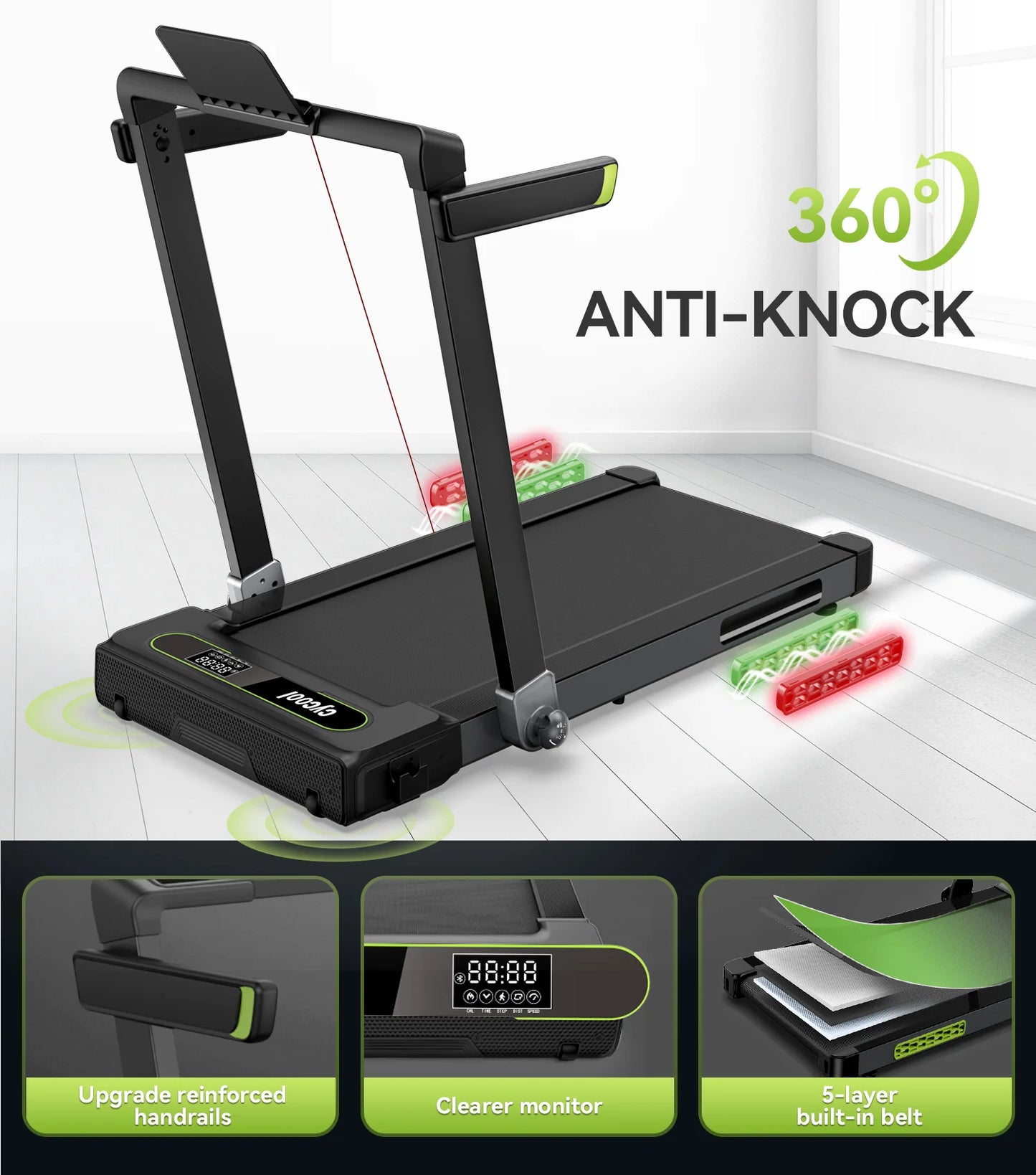 2.5HP 2 In1 Folding Treadmill with Display Electric Running Portable Walking Pad for Home Fitness