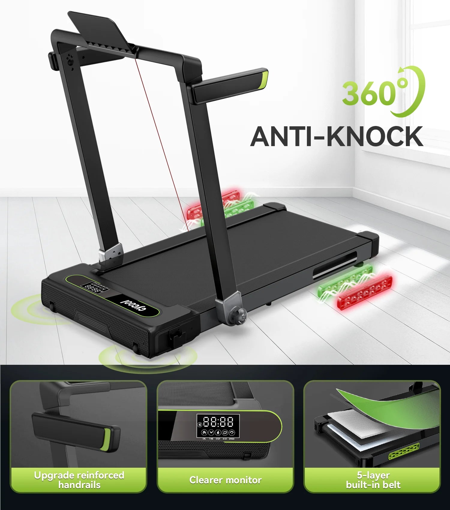 2.5HP 2 In1 Folding Treadmill with Display Electric Running Portable Walking Pad for Home Fitness