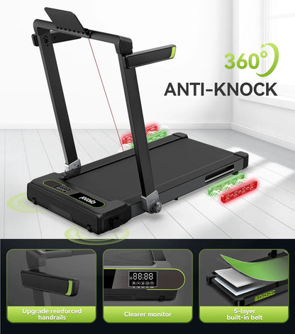 2.5HP 2 In1 Folding Treadmill with Display Electric Running Portable Walking Pad for Home Fitness