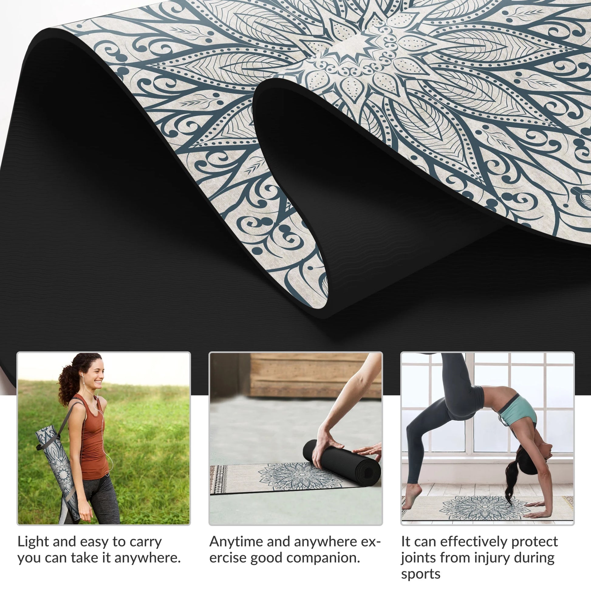 Yoga Mat Premium Printing Non Slip Exercise & Fitness Mat for All Types of Yoga, Pilates & Floor Workouts (72" X 24" X 6Mm Thick)